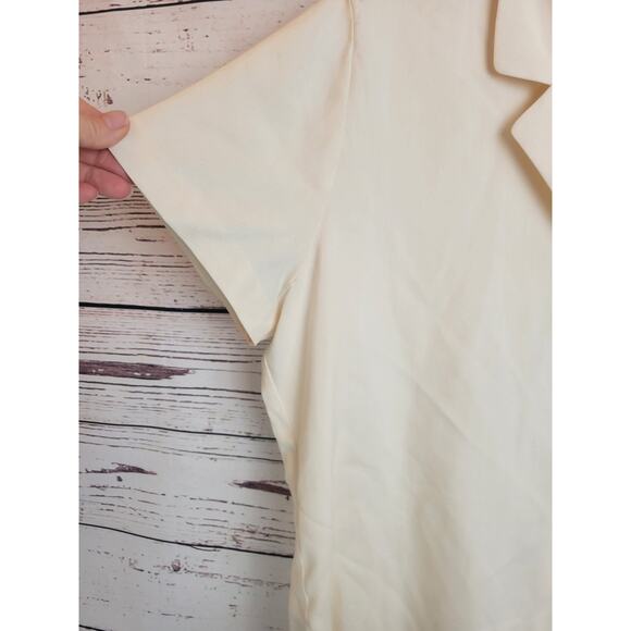 NWT Vtg Evan Picone Button Up Shirt Ivory 100% Silk Short Sleeve Women's Size 12 - Picture 8 of 15